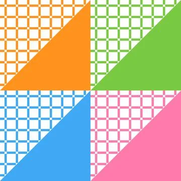 A Vector seamless pattern of colored abstract geometric shapes and grid Illustrazione stock