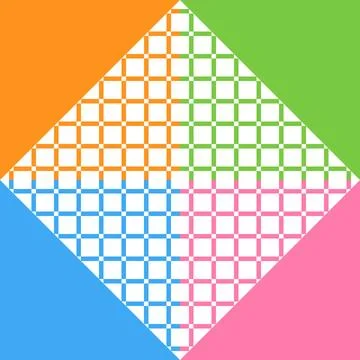 A Vector seamless pattern of colored abstract geometric shapes and grid 스톡 일러스트