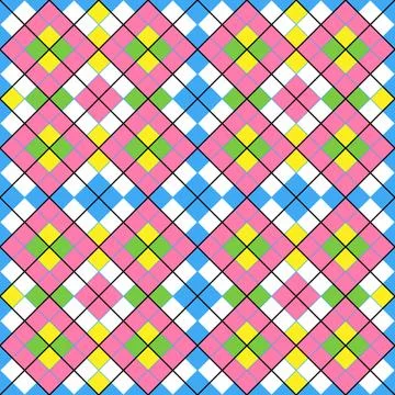 A Vector seamless pattern of colored abstract geometric shapes and grid Illustrazione stock
