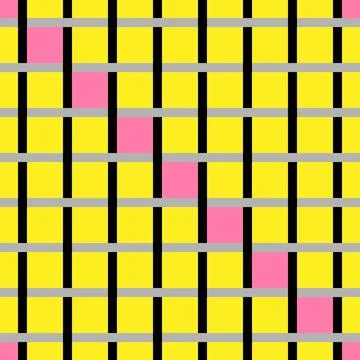 A Vector seamless pattern of colored abstract geometric shapes and grid 스톡 일러스트