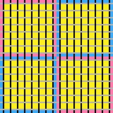 A Vector seamless pattern of colored abstract geometric shapes and grid Stock Illustration