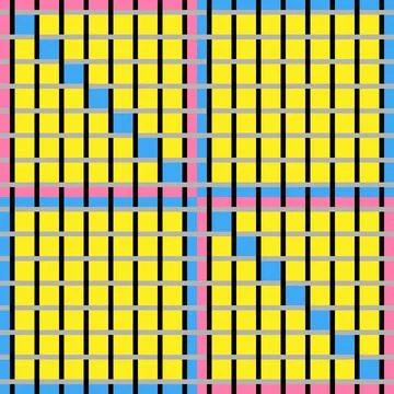 A Vector seamless pattern of colored abstract geometric shapes and grid 스톡 일러스트