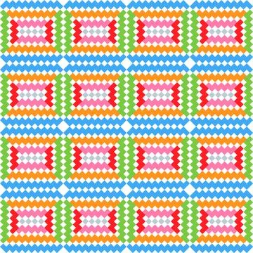 A Vector seamless pattern of colored abstract geometric shapes and grid 스톡 일러스트