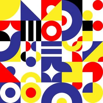 Vector seamless pattern of colored abstract geometric shapes and grid style.. Stock Illustration