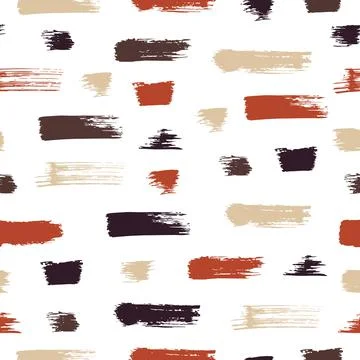 Vector seamless pattern with colored brush strokes on white background. Hand  Stock Illustration