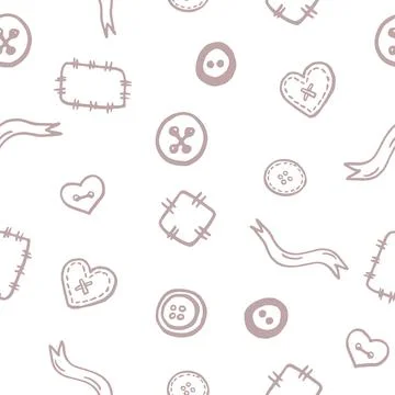 Vector seamless pattern of colored buttons of different shapes Stock Illustration
