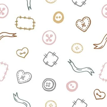 Vector seamless pattern of colored buttons of different shapes Illustrazione stock