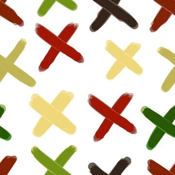 Vector seamless pattern of colored cross palette hand-drawn brush stroke Illustrazione stock
