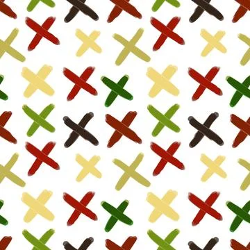 Vector seamless pattern of colored cross palette hand-drawn brush stroke 库存插图