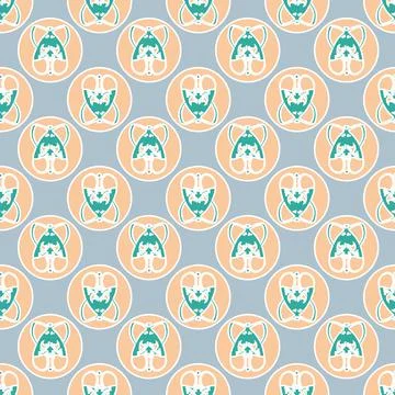 Vector seamless pattern colored floral Art Nouveau style Stock Illustration