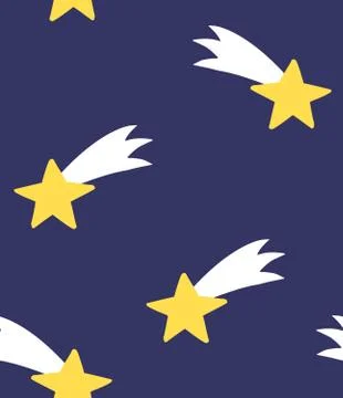 Vector seamless pattern of colored flying star Stock Illustration