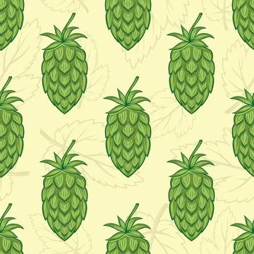 Vector Seamless Pattern with Colored Hand Drawn Cartoon Hop, Repeated Hop Print Stock Illustration
