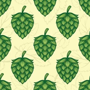 Vector Seamless Pattern with Colored Hand Drawn Cartoon Hop, Repeated Hop Print Stock Illustration