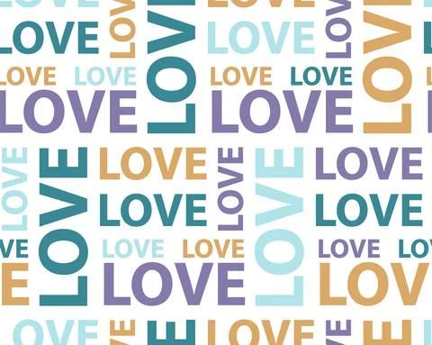 Vector seamless pattern of colored lettering love. Valentine's Day. Love. Stock Illustration