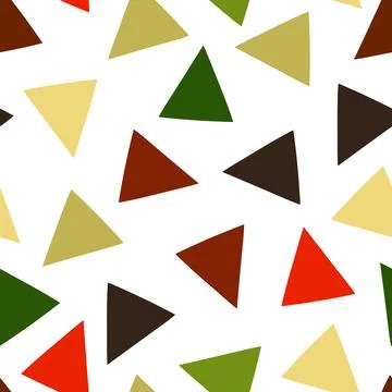 Vector seamless pattern of colored palette hand-drawn triangles isolated on a Stock Illustration