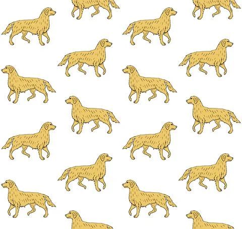 Vector seamless pattern of colored retriever dog Stock Illustration