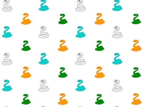 Vector seamless pattern with colored snakes on transparent background as wrap Stock Illustration