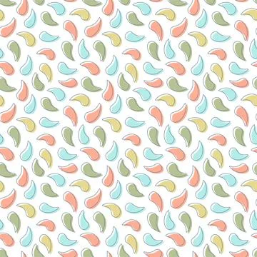 Vector seamless pattern of colored water droplets. Delicate flower petals. Stock Illustration