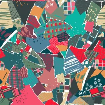 Vector seamless pattern with colorful abstract collage texture Stock Illustration