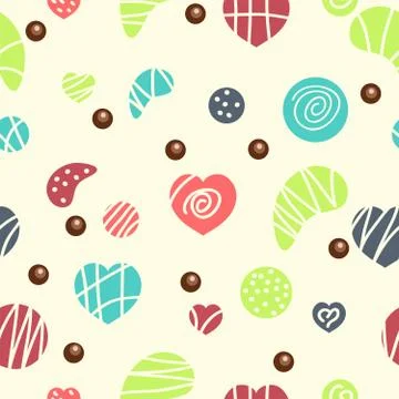 Vector seamless pattern with colorful candies Stock Illustration