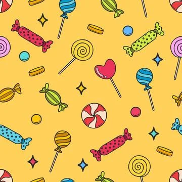 Vector seamless pattern with colorful candies. Illustrazione stock