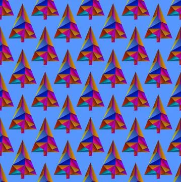 Vector seamless pattern with colorful christmas tree from triangles Illustrazione stock