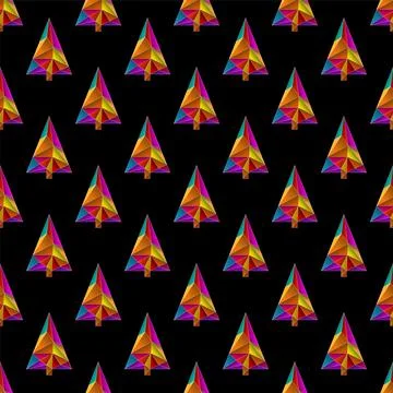 Vector seamless pattern with colorful christmas tree from triangles Illustrazione stock