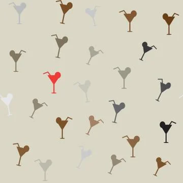 Vector seamless pattern with colorful cocktails on black background イラスト素材