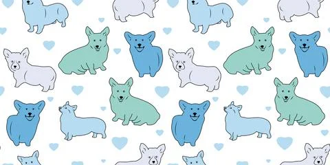 Vector seamless pattern with colorful cute dogs Stock Illustration