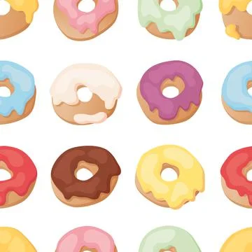 Vector seamless pattern with colorful donuts.  Illustrazione stock