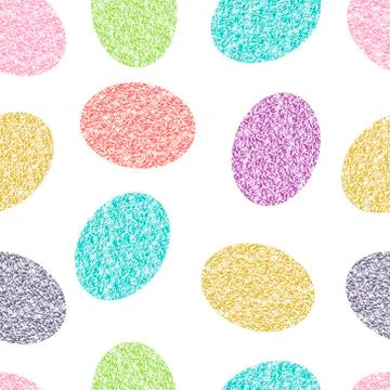 Vector seamless pattern of colorful Easter eggs with abstract pattern isolate Stock Illustration