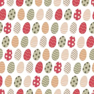 Vector seamless pattern with colorful Easter eggs on white Illustrazione stock