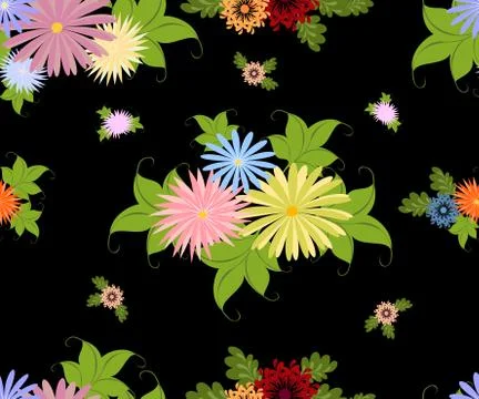 Vector seamless pattern with colorful flowers. EPS10 vector illustration Stock Illustration