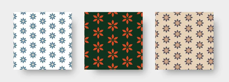 Vector seamless pattern with colorful flowers, bright elements on a white, gr Stock Illustration