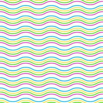 Vector Seamless Pattern. Colorful horizontal wavy lines on a white background Illustrazione stock