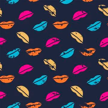 Vector seamless pattern with colorful lips Stock Illustration