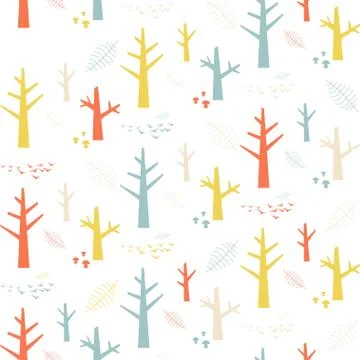 Vector seamless pattern with colorful nature elements on a white background 스톡 일러스트