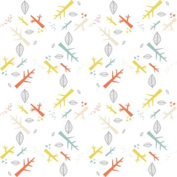 Vector seamless pattern with colorful nature elements on a white background 스톡 일러스트