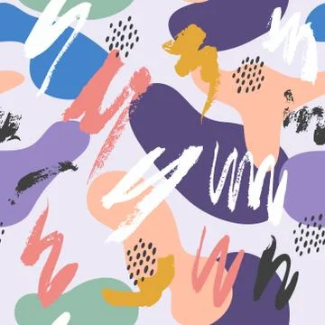 Vector seamless pattern. Colorful painted watercolor splashes. Stock Illustration