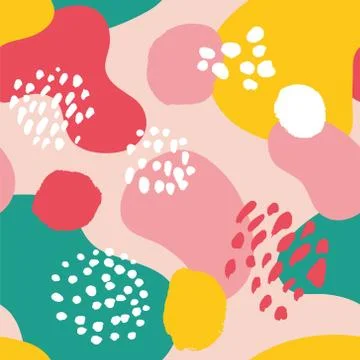 Vector seamless pattern. Colorful painted watercolor points. 库存插图