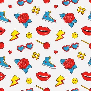 Vector seamless pattern with colorful patches. 库存插图