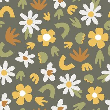 Vector seamless pattern with colorful small abstract flowers. Illustrazione stock