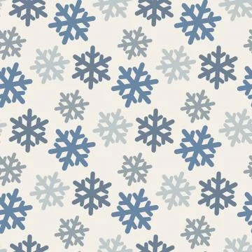 Vector seamless pattern with colorful snowflakes in blue tones Stock Illustration