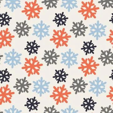Vector seamless pattern with colorful snowflakes Stock Illustration