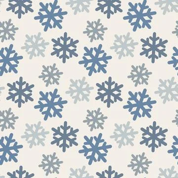 Vector seamless pattern with colorful snowflakes in blue tones Vector seam... Stock Photos