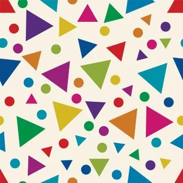Vector seamless pattern with colorful triangles and circles Stockillustratie