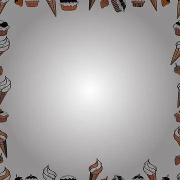 Vector. Seamless pattern. Comic style doodle frame consists of black, orange and Stock Illustration