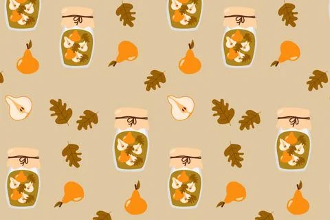 Vector seamless pattern with compote and pears Illustrazione stock