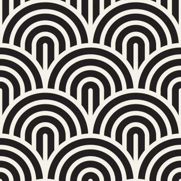 Vector seamless pattern. Concentric bold circles. Geometric striped ornament. Stock Illustration