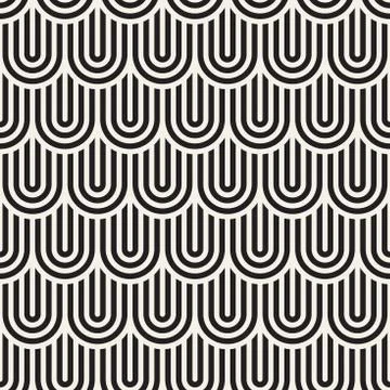 Vector seamless pattern. Concentric bold circles. Geometric striped ornament Stock Illustration
